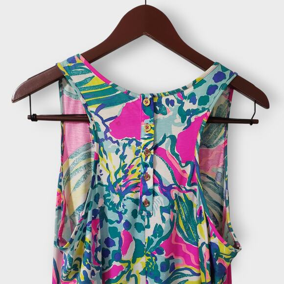 Lilly Pulitzer Melle Trapeze Tank Dress Sz Large Magneta Hottie Colorful Floral - Picture 5 of 11